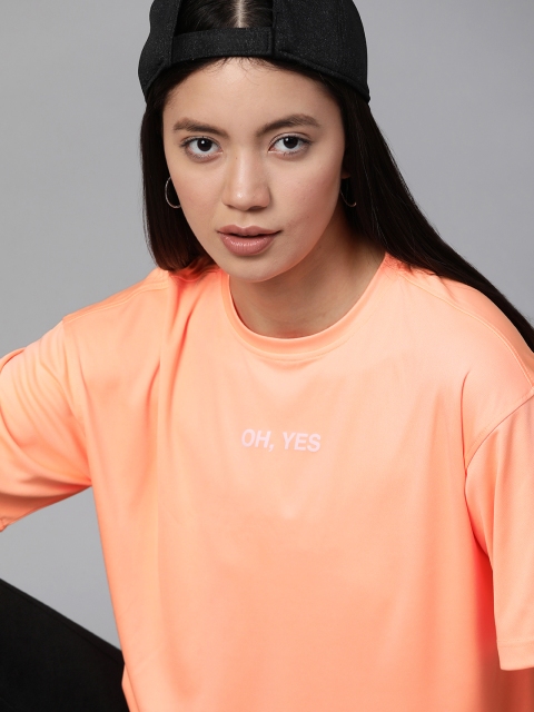 

Kook N Keech Women Peach-Coloured Printed Detail Round Neck T-shirt