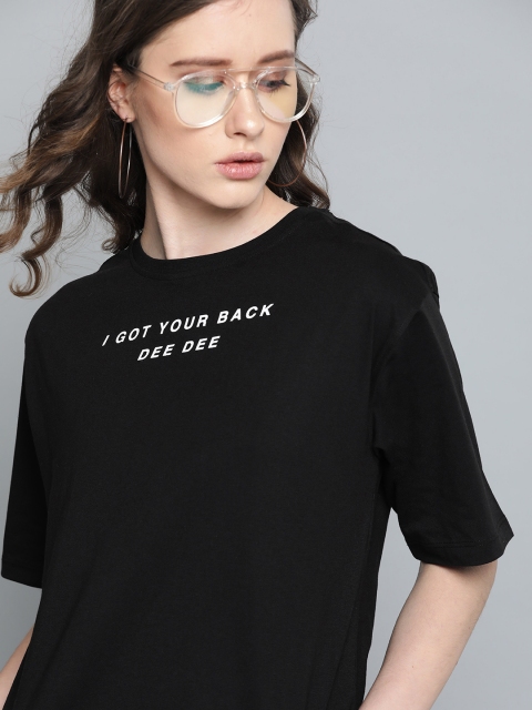 

Dexter by Kook N Keech Women Black Printed Round Neck T-shirt