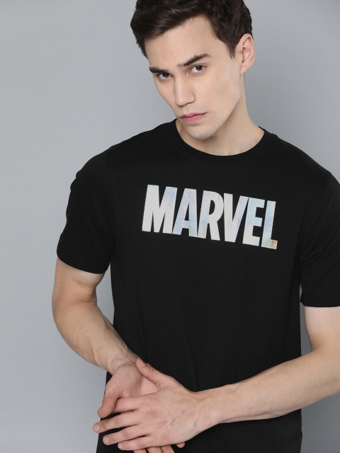

Kook N Keech Marvel Men Black & White Printed Round Neck T-shirt