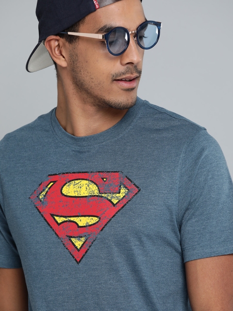 

Justice League Men Blue Superman Print Round Neck T-shirt