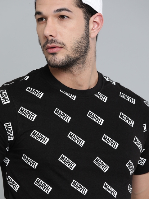 

Kook N Keech Marvel Men Black & White Printed Round Neck T-shirt