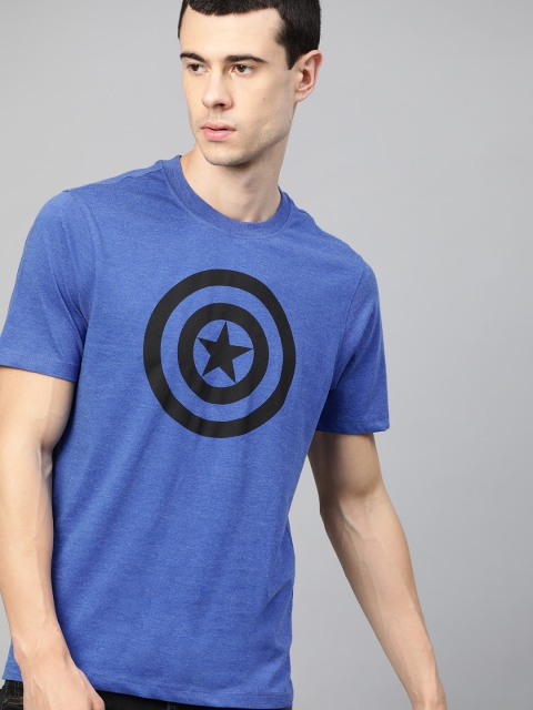 

Kook N Keech Marvel Men Blue & Black Captain America Print Round Neck T-shirt