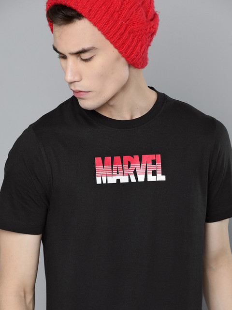 

Kook N Keech Marvel Men Black Solid Round Neck T-shirt
