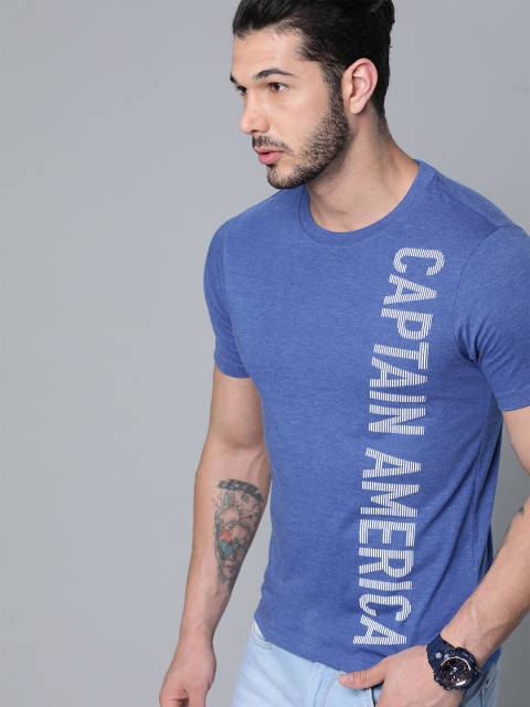 

Kook N Keech Marvel Men Blue White Captain America Print Round Neck T-shirt