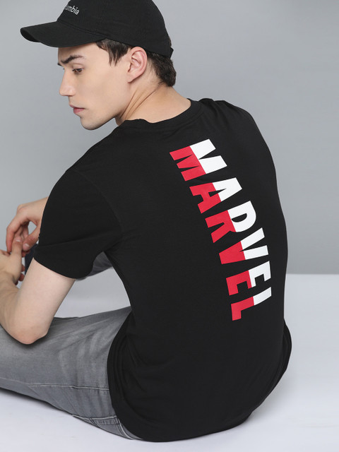 

Kook N Keech Marvel Men Black Printed Back Detail Round Neck T-shirt