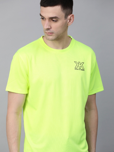 

Kook N Keech Men Fluorescent Green Self Design Round Neck T-shirt