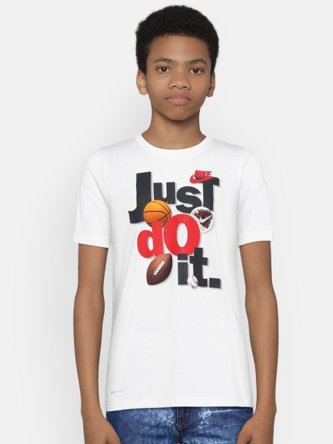

Nike Boys White Printed Round Neck T-shirt
