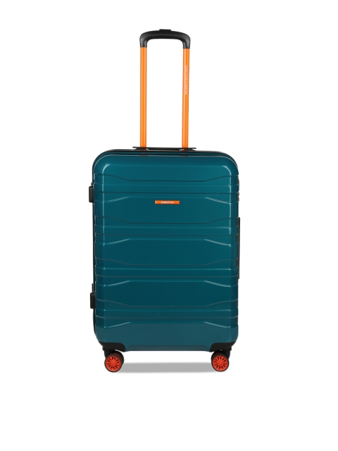 

United Colors of Benetton Teal Blue & Orange 360-Degree Rotation Cabin Trolley Bag