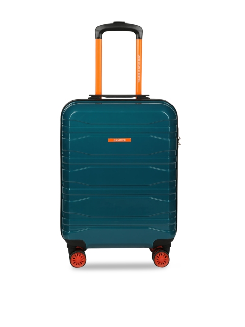 

United Colors of Benetton Unisex Teal Blue 360-Degree Rotation Cabin Trolley Suitcase, Turquoise blue