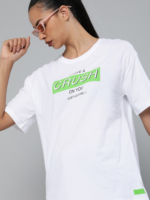 

Kook N Keech Women White Printed Round Neck T-shirt