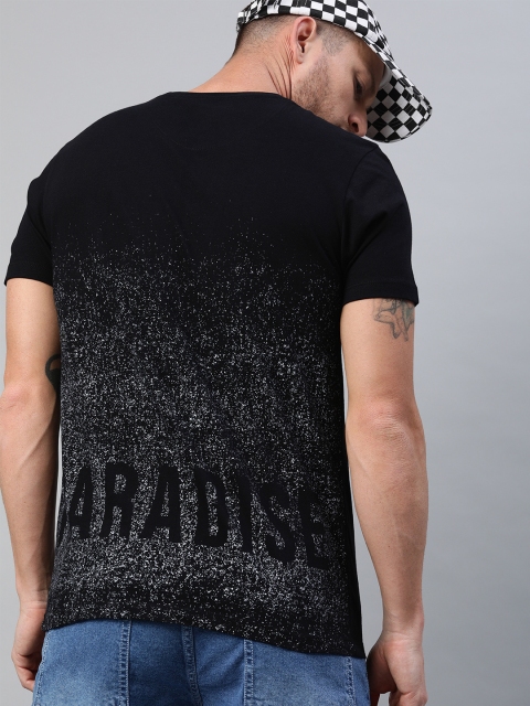 

Kook N Keech Men Black & White Printed Back Round Neck T-shirt