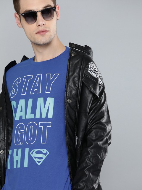 

Justice League Men Blue Printed Round Neck T-shirt