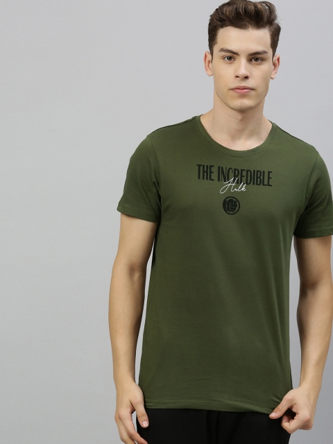 

Kook N Keech Marvel Men Olive Green Printed Round Neck T-shirt