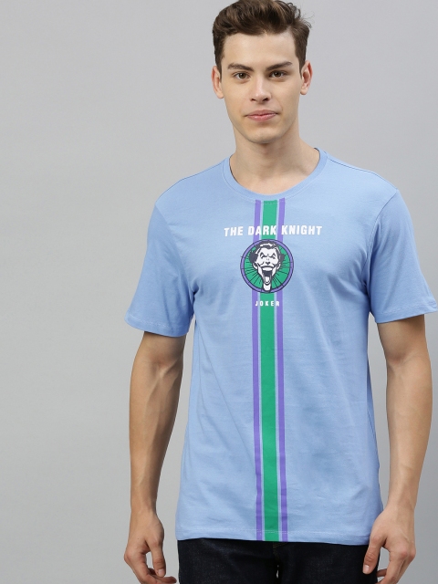 

Justice League Men Blue & Green Striped Round Neck T-shirt