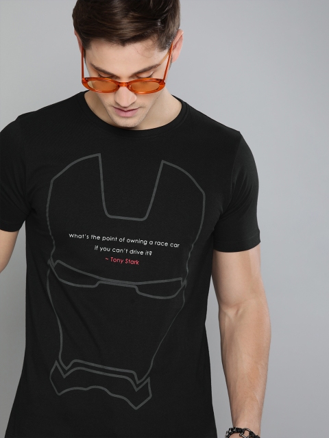 

Kook N Keech Marvel Men Black & Grey Printed Round Neck T-shirt