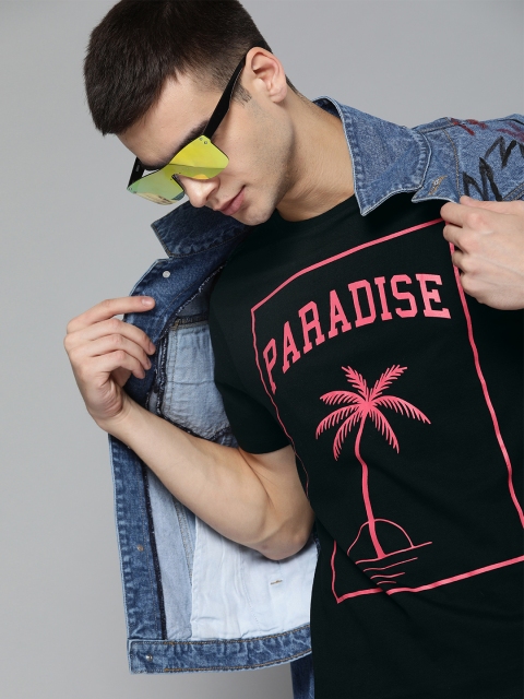

Kook N Keech Men Black Tropical Printed Round Neck T-shirt