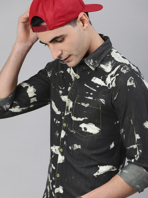 

Kook N Keech Men Charcoal Grey Regular Fit Washed Casual Shirt
