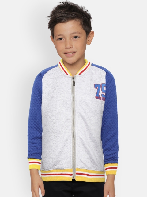 

GAME BEGINS Boys Grey Melange & Blue Solid Sweatshirt