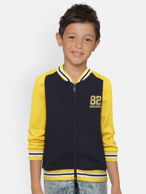 

GAME BEGINS Boys Navy Blue & Yellow Quilted Sweatshirt