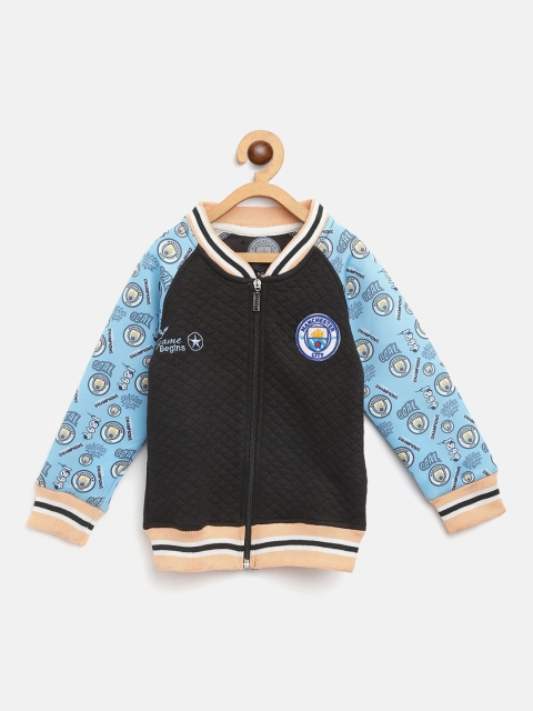 

GAME BEGINS Boys Black & Blue Quilted Patterned Pure Cotton Sweatshirt
