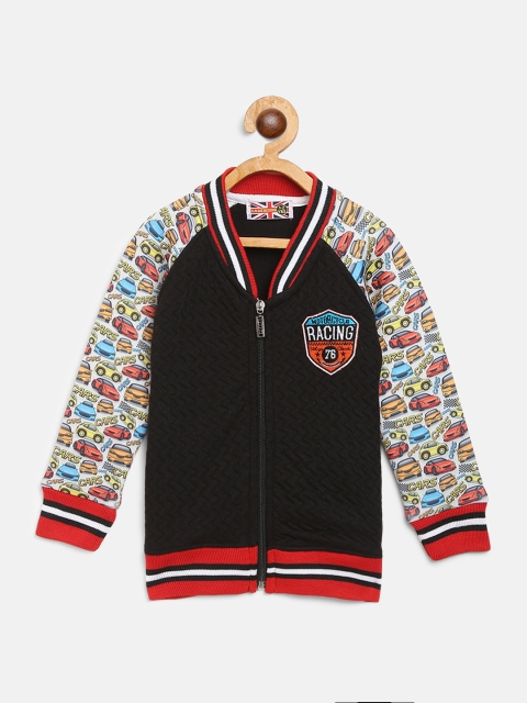 

GAME BEGINS Boys Black Quilted Printed Detail Sweatshirt