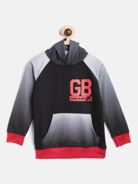 

GAME BEGINS Boys Black & Grey Ombre Hooded Sweatshirt