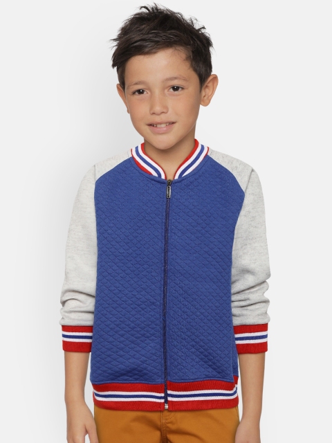 

GAME BEGINS Boys Blue & Grey Melange Quilted Sweatshirt