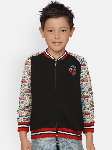 

GAME BEGINS Boys Black Quilted Printed Detail Sweatshirt