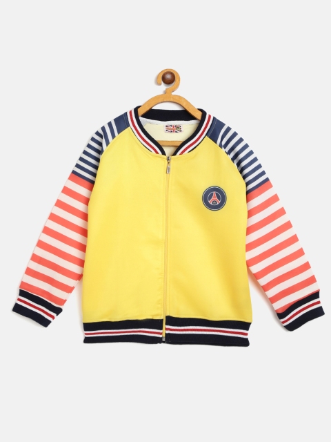 

GAME BEGINS Boys Yellow & Blue Solid Cotton Sweatshirt