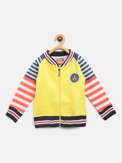 

GAME BEGINS Boys Yellow & Blue Solid Cotton Sweatshirt