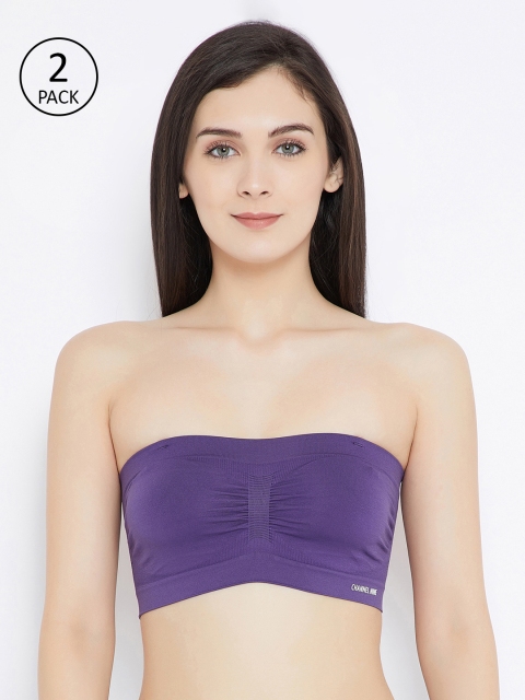 

C9 AIRWEAR Pack of 2 Purple Solid Non-Wired Non Padded Bandeau Bra