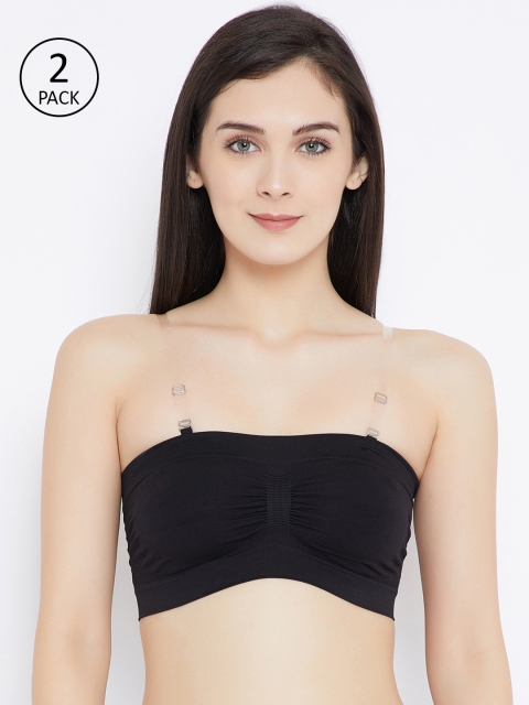 

C9 AIRWEAR Pack of 2 Black Solid Non-Wired Non Padded Bandeau Bras P2311_Blk_Blk