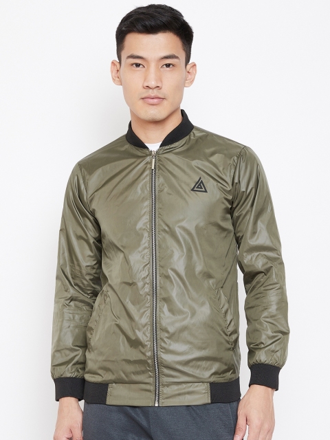 

Aesthetic Bodies Men Olive Green Solid Lightweight Bomber Jacket