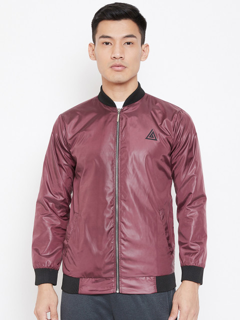 

Aesthetic Bodies Men Maroon Solid Lightweight Bomber Jacket