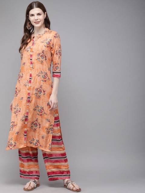 

Alena Women Peach-Coloured Printed Kurta with Palazzos