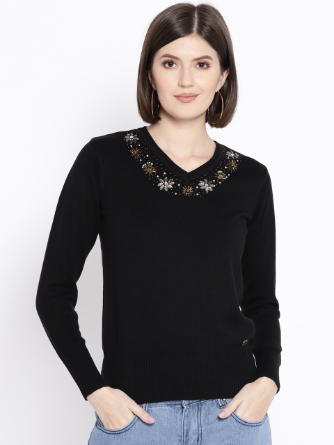 

Cayman Women Black Solid Sweater