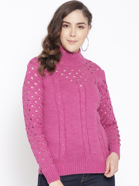 

Cayman Women Pink Self-Design Woollen Sweater