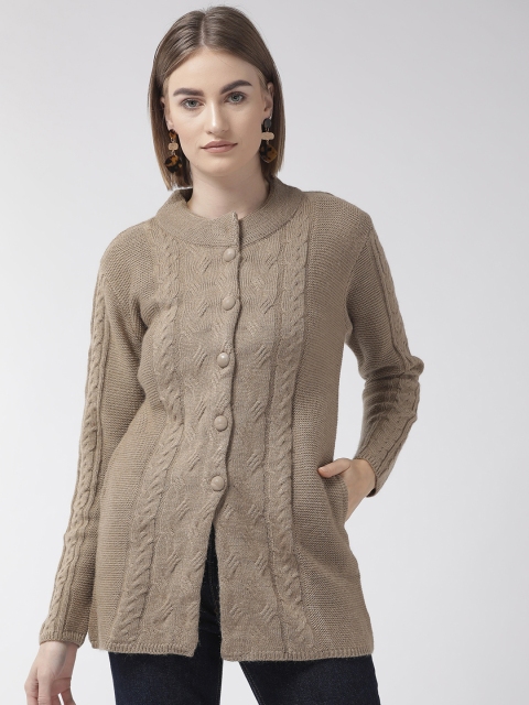 

Cayman Women Taupe Self Design Cardigan