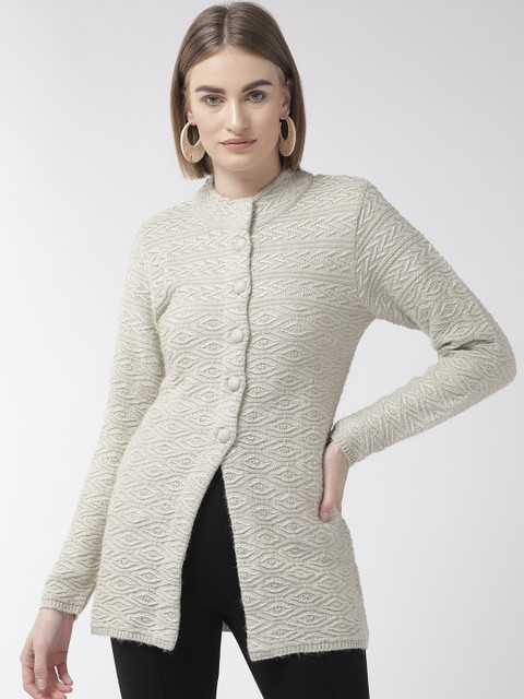 

Cayman Women Grey Self Design Cardigan