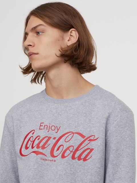 

H&M Men Grey Printed Sweatshirt