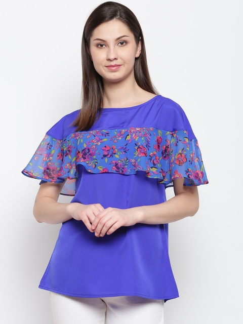 

Karmic Vision Women Blue Printed Detail Cape Top