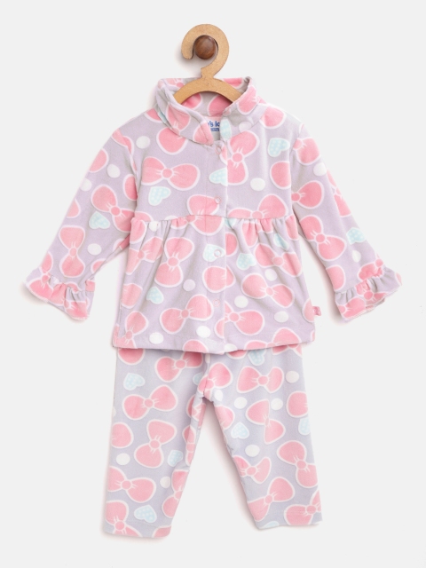 

Moms Love Girls Pink & Lavender Conversational Printed Night suit