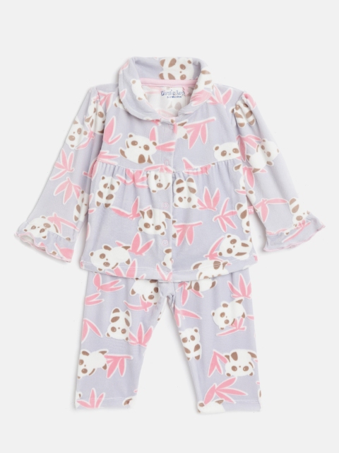 

Moms Love Girls Lavender & Pink Printed Night suit