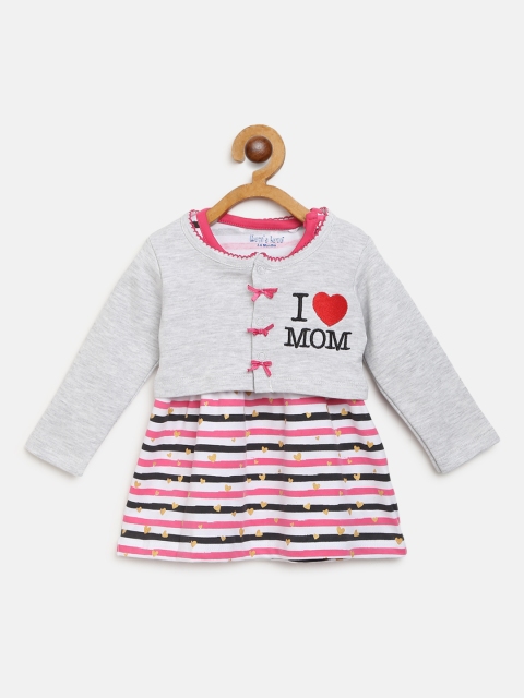 

Moms Love Girls White & Pink Striped Fit & Flare Dress with Shrug