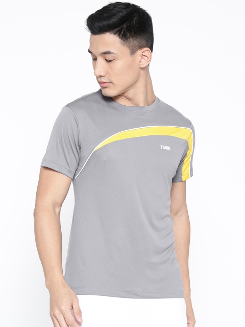 

Yuuki Men Grey Solid Round Neck T-shirt
