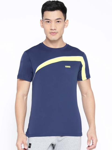 

Yuuki Men Navy Blue Solid Round Neck T-shirt