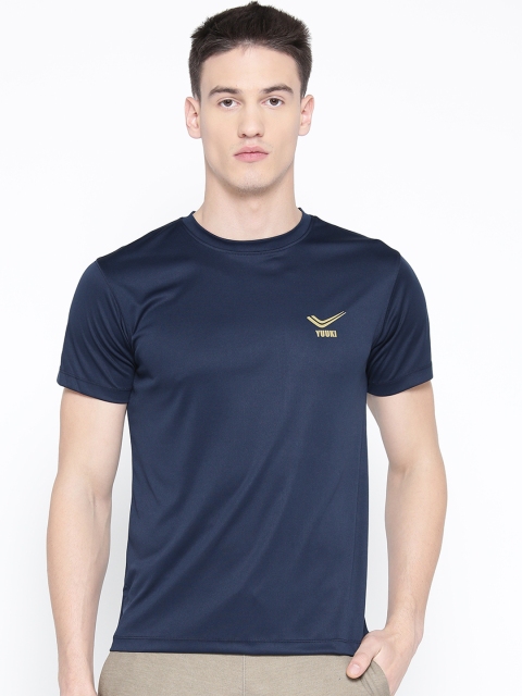 

Yuuki Men Navy Blue Solid Round Neck T-shirt