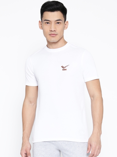 

Yuuki Men White Solid Round Neck T-shirt