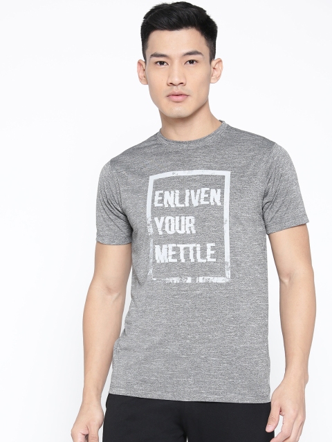 

Yuuki Men Grey Melange Printed Round Neck T-shirt