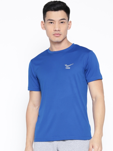 

Yuuki Men Blue Solid Round Neck Running T-shirt